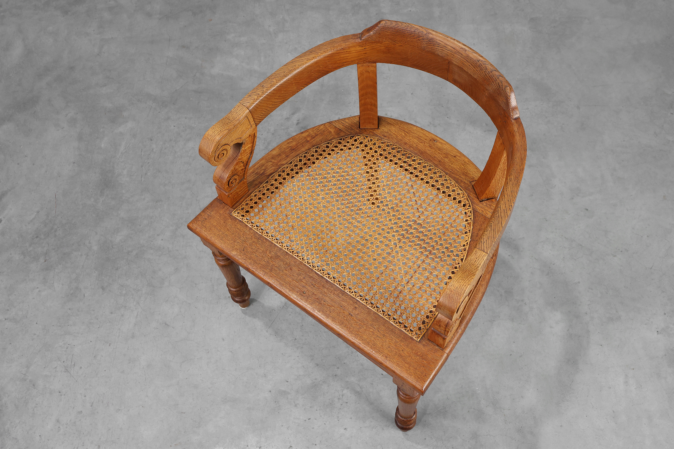 French Neoclassical Oak Chair with Wicker Seat, Late 19th Centurythumbnail